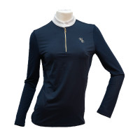 Wedstrijdpolo Flags & Cup Andria dames met lange mouwen Marine Marineblauw