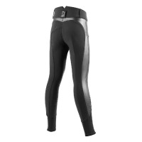 Pantalon d'équitation fille Tattini Verbena inserts en cuir écologique Noir