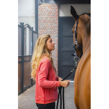 Dames paardrijhoodie Horse Pilot Roze koraal