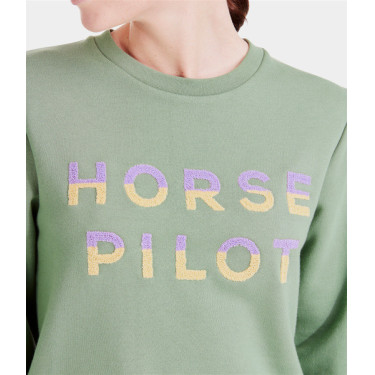 Sweatshirt d'équitation Horse Pilot Team Shirt femme Vert lisse