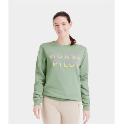 Sweatshirt d'équitation Horse Pilot Team Shirt femme Vert lisse