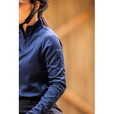 Thermisch paardrij-T-shirt Horse Pilot voor dames Marine Marineblauw
