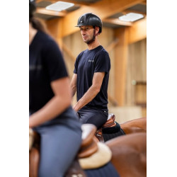Heren Merinowollen Horse Pilot rij-T-shirt Donkere nacht Zwart