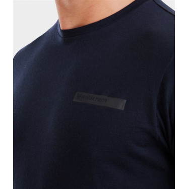 Heren Merinowollen Horse Pilot rij-T-shirt Donkere nacht Zwart