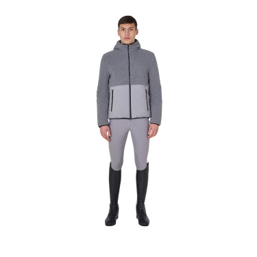 Veste imperméable homme avec inserts en tissu Teddy Equestro Gris givré