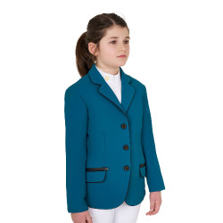 Veste de concours Equestro fille en tissu technique Bleu coral
