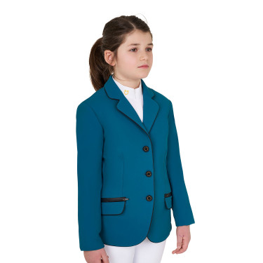 Veste de concours Equestro fille en tissu technique Bleu coral