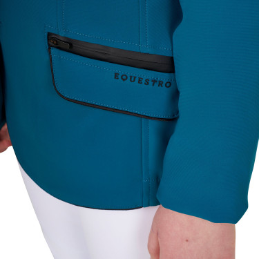 Veste de concours Equestro fille en tissu technique Bleu coral