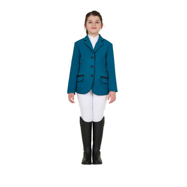 Veste de concours Equestro fille en tissu technique Bleu coral