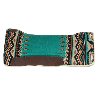Tapis de selle western inserts en cuir et rembourrage en laine synthétique Pool's Turquoise / orange Bleu