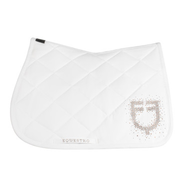 Tapis de selle de saut logo en strass Equestro Blanc