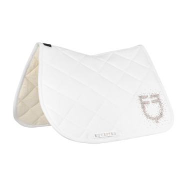 Springzadeldek logo in strass Equestro Wit