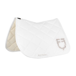 Tapis de selle de saut logo en strass Equestro Blanc