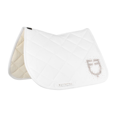 Tapis de selle de saut logo en strass Equestro Blanc