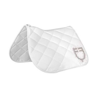 Tapis de saut logo en strass Equestro Blanc