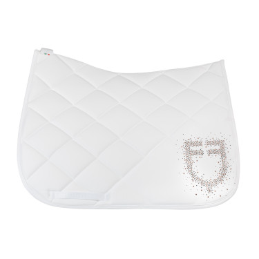 Tapis de dressage Equestro logo en strass Blanc