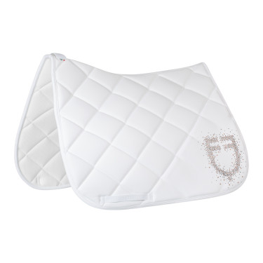 Tapis de dressage Equestro logo en strass Blanc