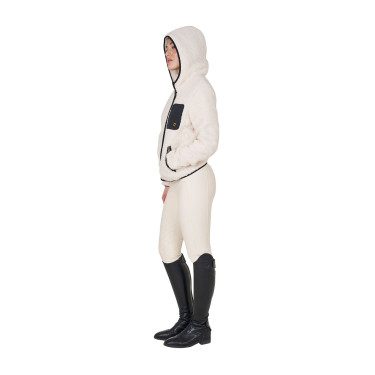 Damesfleece-sweatshirt met zak Equestro Antiek wit Beige