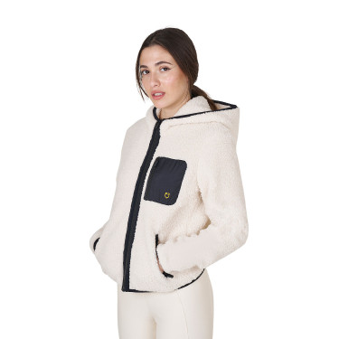 Damesfleece-sweatshirt met zak Equestro Antiek wit Beige