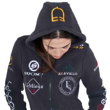 Sweat à capuche femme avec multi-logo nouveau Equestro Asphalte Gris