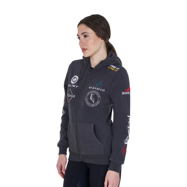 Sweat à capuche femme avec multi-logo nouveau Equestro Asphalte Gris