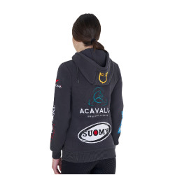 Sweat à capuche femme avec multi-logo nouveau Equestro Asphalte Gris