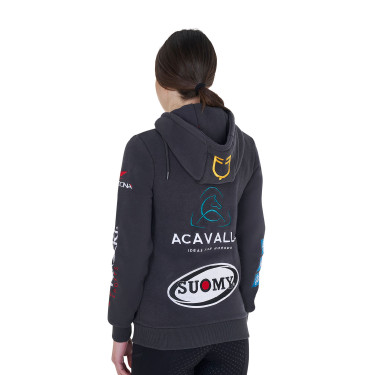 Sweat à capuche femme avec multi-logo nouveau Equestro Asphalte Gris
