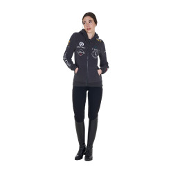 Dameshoodie met multi-logo nieuwe Equestro Asfalt Grijs