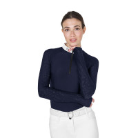 Polo wedstrijd slim fit dames met mesh inzetstukken Equestro Marineblazer Marineblauw