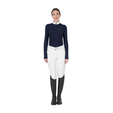 Polo dec concours slim fit femme avec inserts en mesh Equestro Marine blazer Bleu marine