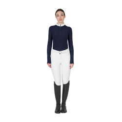 Polo wedstrijd slim fit dames met mesh inzetstukken Equestro Marineblazer Marineblauw