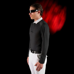 Concours polo voor heren Equestro Ridertechnology met lange mouwen en knopen Zwart Concours polo voor heren Equestro Ridertechnology met lange mouwen en knopen Zwart