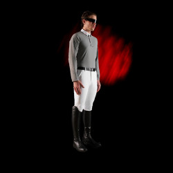 Polo de concours homme Equestro Ridertechnology à manches longues et boutons Oiseau moqueur Gris Polo de concours homme Equestro Ridertechnology à manches longues et boutons Oiseau moqueur Gris