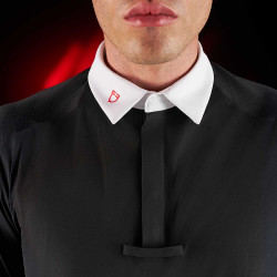 Polo de concours homme Equestro Ridertechnology à manches longues et boutons Noir