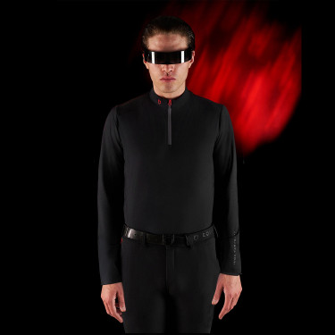 Polo d'entraînement homme Equestro Ridertechnology à manches longues et zip Noir Polo d'entraînement homme Equestro Ridertechnology à manches longues et zip Noir