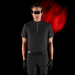 Polo d'entraînement homme Equestro Ridertechnology à manches courtes et zip Noir Polo d'entraînement homme Equestro Ridertechnology à manches courtes et zip Noir