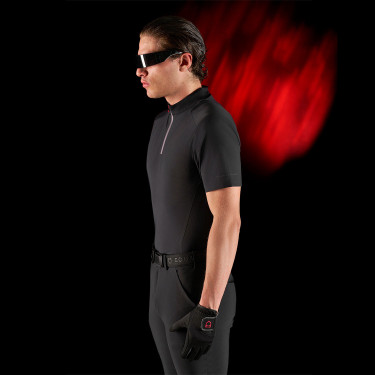 Herentrainingspolo Equestro Ridertechnology met korte mouwen en rits Zwart Herentrainingspolo Equestro Ridertechnology met korte mouwen en rits Zwart