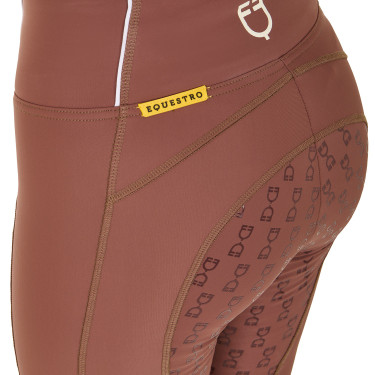 Legging femme avec doublure en polaire Equestro Walnut / blanc antique Marron