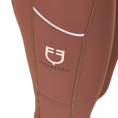 Legging femme avec doublure en polaire Equestro Walnut / blanc antique Marron