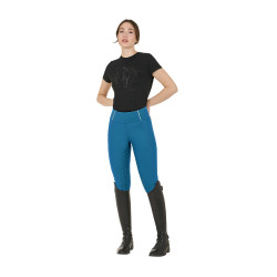 Legging femme avec doublure en polaire Equestro Bleu corail