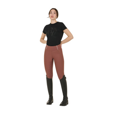 Legging femme avec doublure en polaire Equestro Walnut / blanc antique Marron