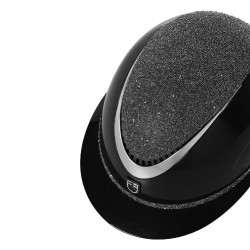Casque Luxe avec large visière et strass homologué EN 1384-2023 Equestro Noir / argent Casque Luxe avec large visière et strass homologué EN 1384-2023 Equestro Noir / argent
