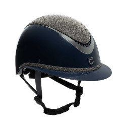 Casque Luxe avec large visière et strass homologué EN 1384-2023 Equestro Marine / argent Bleu Casque Luxe avec large visière et strass homologué EN 1384-2023 Equestro Marine / argent Bleu