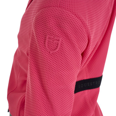 Veste de concours trois boutons fille en mesh Equestro Chèvrefeuille Rose