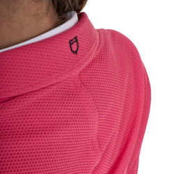 Veste de concours trois boutons fille en mesh Equestro Chèvrefeuille Rose