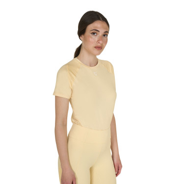 Dames slim fit trainingsshirt techniek Equestro Zon Oranje