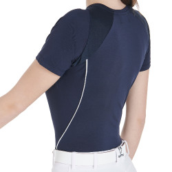 Dames slim fit trainingsshirt techniek Equestro Marineblazer Marineblauw