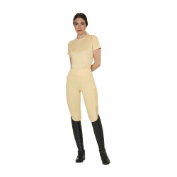 Dames slim fit trainingsshirt techniek Equestro Zon Oranje