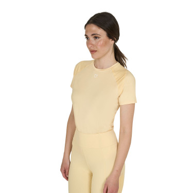 T-shirt technique d'entrainement femme coupe slim Equestro Soleil Orange