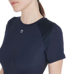 Dames slim fit trainingsshirt techniek Equestro Marineblazer Marineblauw